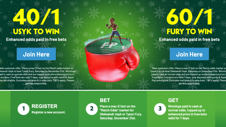 Paddy Power Sign-Up Offer: Get 40/1 On Usyk To Win Or 60/1 On Fury To Win In Fury vs Usyk